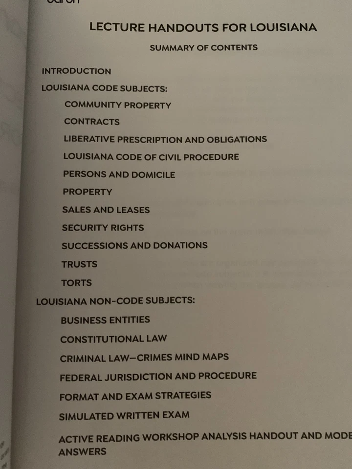 2025 2026 Barbri Bar Exam Review Lecture Handouts for Louisiana (Code & Non-Code - Image 2 of 4