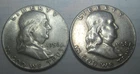 1956 P, & 1958 P * 2 SILVER Ben Franklin HALF DOLLARS * As Seen * USA $5.00 SHIP