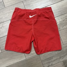 NIKE Swim Trunks Shorts Mens XL Big Swoosh Logo Pockets Mesh Lined Pockets Red