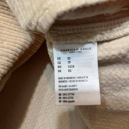 American Eagle Shirt Womens XS Button Beige Shacket Cropped Button Up Corduroy - Picture 6 of 7