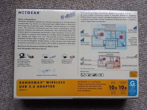Netgear WPN111 Rangemax Wireless USB Adapter - Cellophane wrapped box - 第 2/5 張圖片