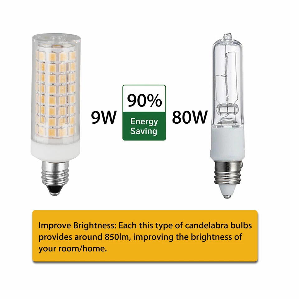 9W E12 LED Corn Bulb Light 6000K Candelabra Ceiling Fan Daylight Ceramics Lamps - Image 4 of 4