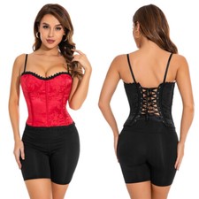 Bustier Corset Lingerie Sexy Top Lacé Brocade Satin de Coton Coquette S M L