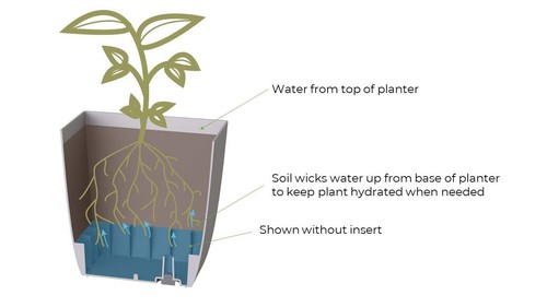 The HC Companies 10 Inch Aria Square Self Watering Planter Warm Gray - Picture 4 of 6