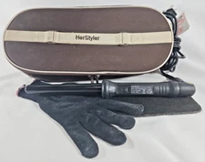 HerStyler Argan Oil Styling System Curling Iron,Travel Bag, Glove