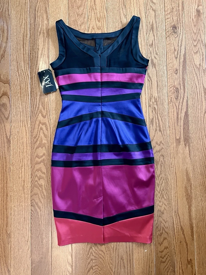 Vestido para mujer JAX vaina hasta la rodilla con cremallera negro/azul/púrpura/rojo/rosa talla 2 Foto 3 de 4