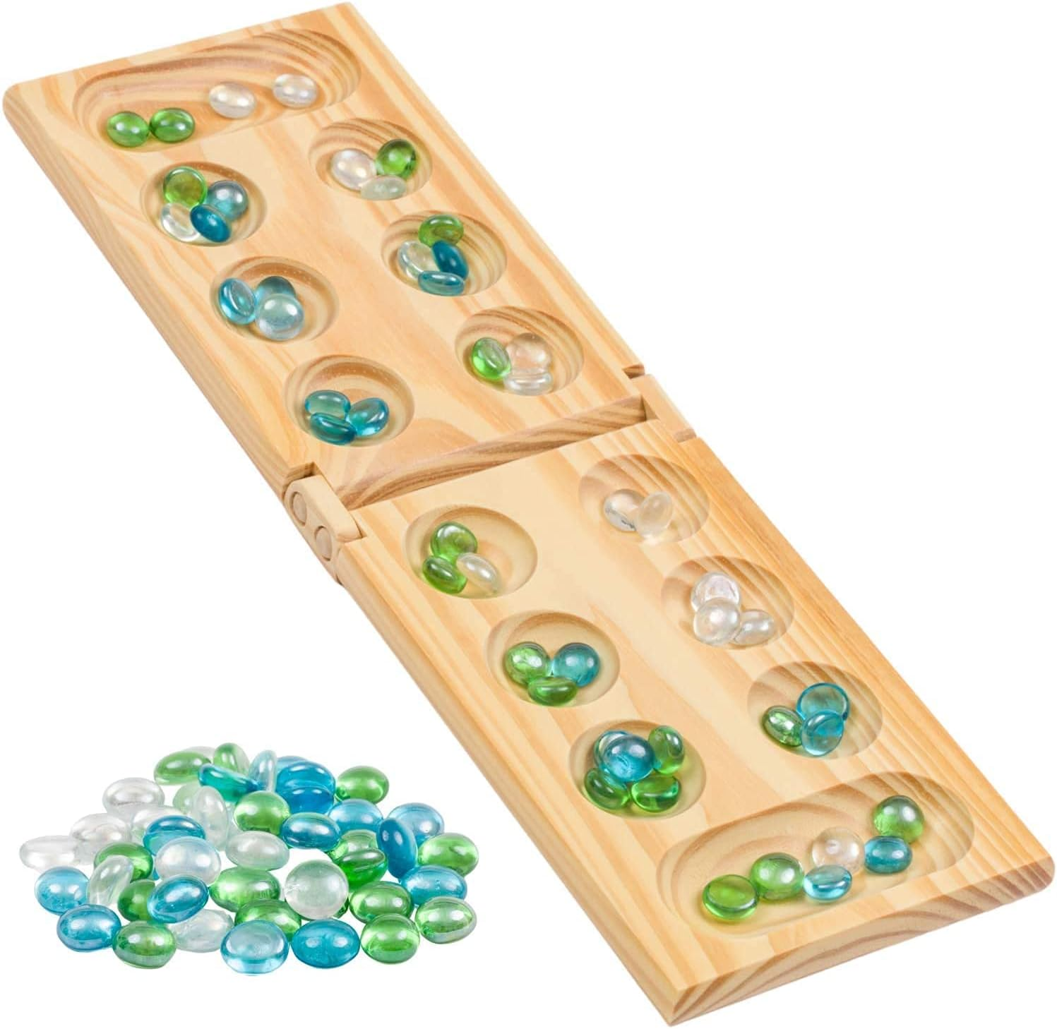 Mancala Board Game - Fun Classic Table Game with Wooden Board for Adults & Kids