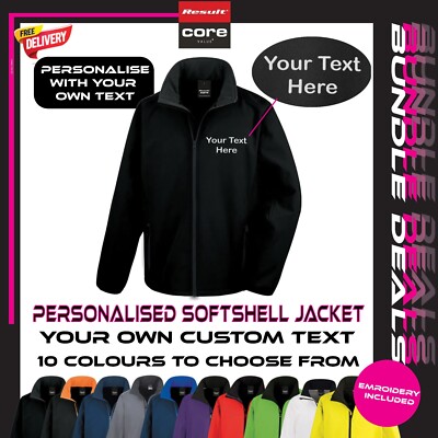 Personalisierte Softshelljacke bestickt individueller Text Workwear UK