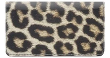 Leopard Print Designer Checkbook Cover, with Credit Card Slots & Pen Loop