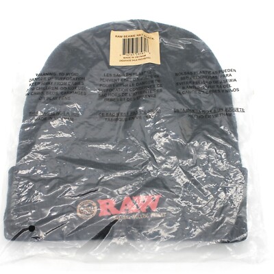 Raw Rolling Papers Beanie Hat Black One Size, Brand New
