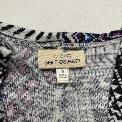 Self Esteem Womens Vest sz S Blue Aztec Open Lightweight Lace Lined Hi Low Hem - Picture 3 of 24