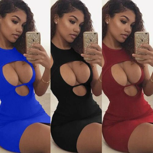 Short Mini Dress Evening Party Low chest Women Ladies Club Dresses Sexy tight - Bild 3 von 16
