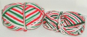 Lot Of 2 Christmas Yarns Red Green White Variegated Crochet Knit