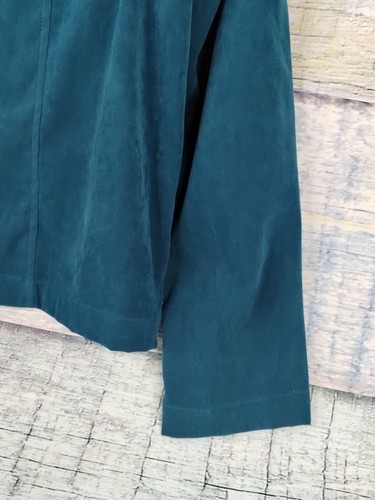 Croft & Barrow Women Top Jacket Faux Suede Full Zip Stretch Shacket L Blue/Teal - Picture 6 of 17