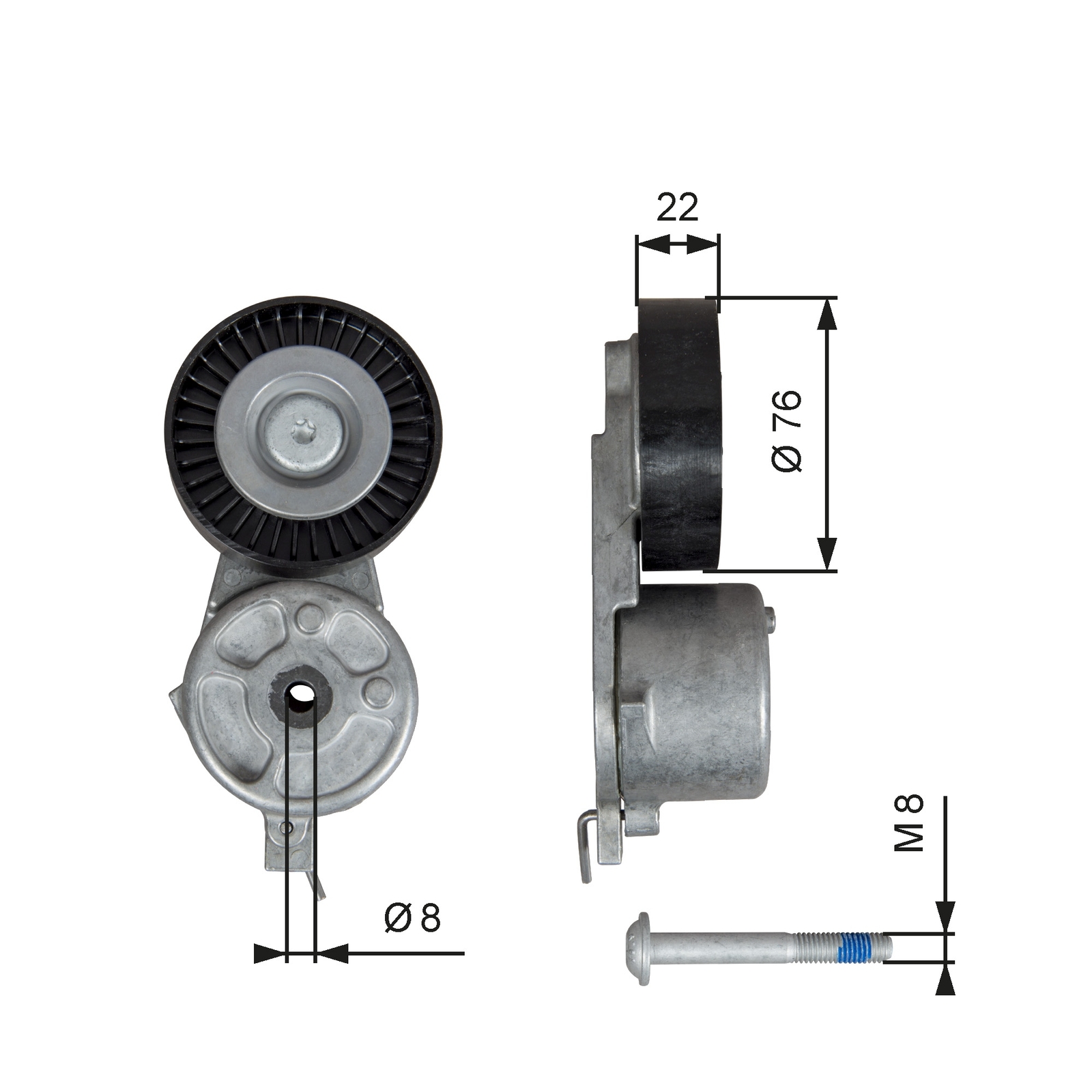 Aux Belt Tensioner T39141 Gates Drive V-Ribbed 1567809 8G9Q6A228AA 1425510 New - Image 9