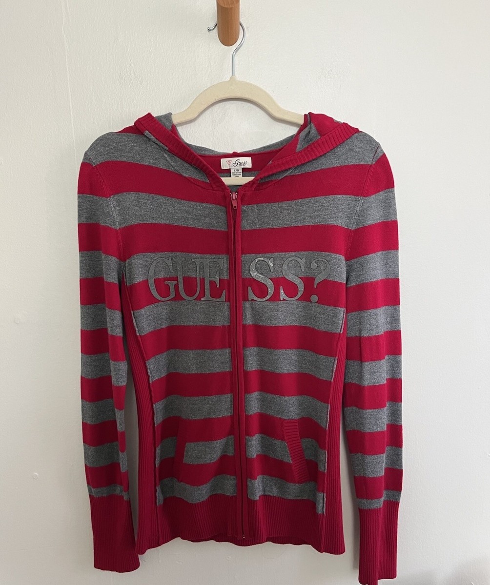 Women's Vintage Guess Jeans Zip Up Hoodie Striped Sz Large Y2K | eBay