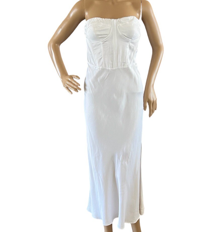 Zara Womens Rhinestone Embellished Corset Midi Dress White Size M NWT | eBay