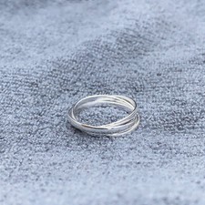Solid 925 Sterling Silver Triple Band Interlocking Handmade Ring For Women's