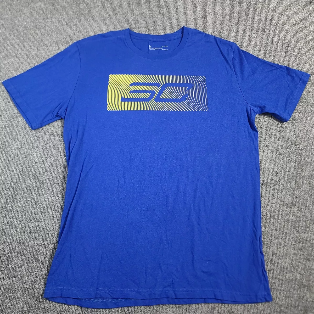 Under Armour Steph Curry T Shirt Mens Large Blue Yellow Heatgear