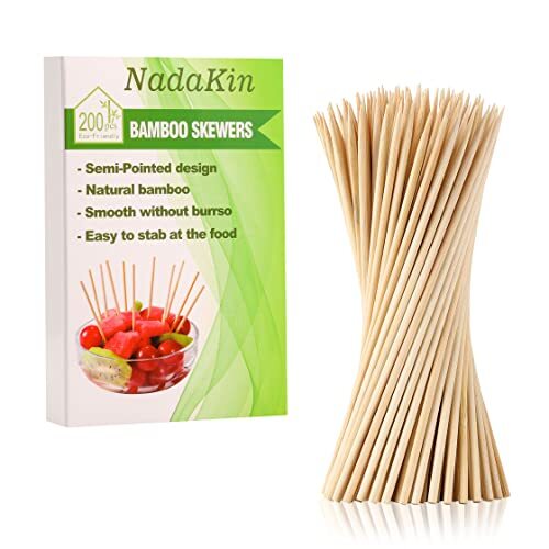 200 PCS Bamboo Skewers, Inch Wooden Skewer for Appetizers, Fruit