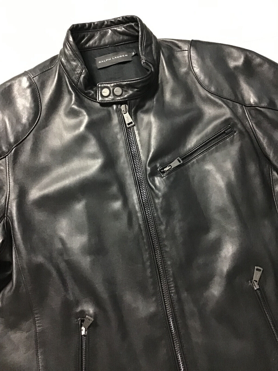 Ralph Lauren Black Label Lambskin Leather Moto Biker Jacket Ralph Lauren Black Label Lambskin Leather Moto Biker Jacket