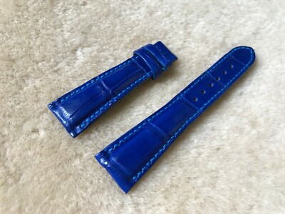 22mm/16mm Blue Alligator Crocodile Embossed Leather Watch Strap Band