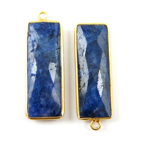 Colgante de piedra de nacimiento, piedra preciosa rectangular alargada, bisel de oro sobre plata (1 pieza) - Imagen 19 de 26