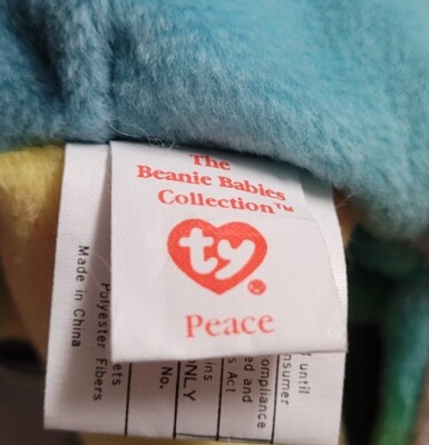 1996 Ty Beanie Baby - Peace the Ty-Dyed Bear w/ PVC Pellets