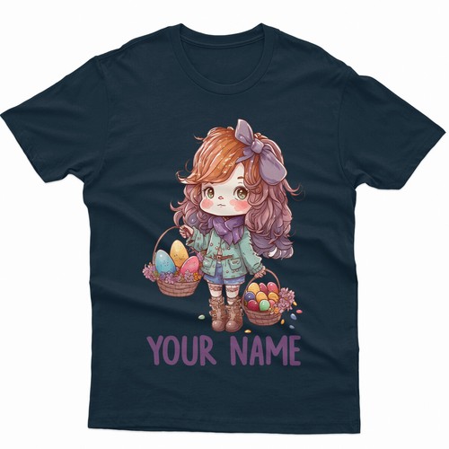 Personalised Happy Easter Cute Girl Spring Festival Family Fancy T-Shirt #ED - Picture 7 of 13