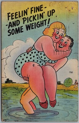 Picking Up Some Weight Cartoon Comic Humor Postcard S62