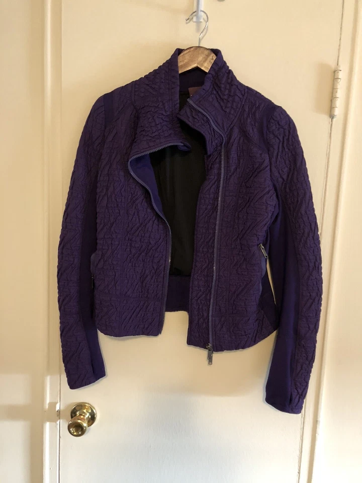 Zella Puffer Jacket Regal Purple Medium 6-8 Thumbholes Slim Fit RARE Sold Out - Image 4 of 4