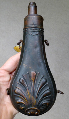 ANTIQUE Hawksley CIVIL WAR / HUNTING Brass Copper BLACK POWDER