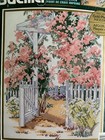 Floral Arbor Picket Fence Stamped Cross Stitch Kit NIP Erin Dertner 11x14