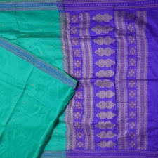 Namaste Vintage Teal Sarees 100% Pure Silk Woven Indian Sari 5YD Craft Fabric