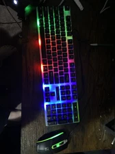 Gaming Keyboard Mouse Set Wired RGB Rainbow Backlit Mice Mechanical Feel
