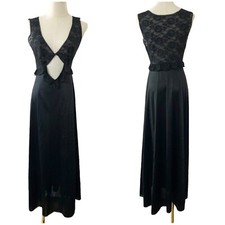 Vintage nylon nightgown lace long slip dress negligee lingerie Glydons Hollywood