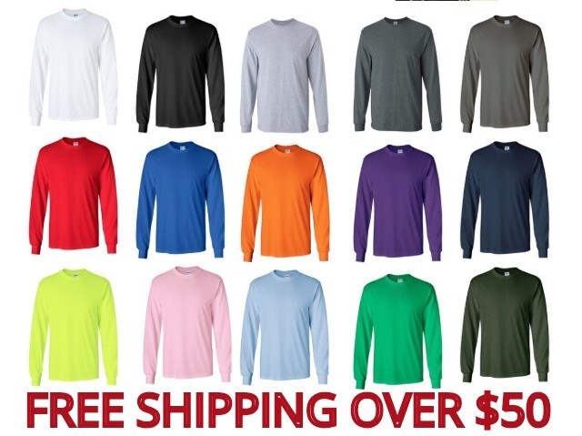 Gildan Men's Long Sleeve Ultra Cotton T-Shirt 2400 S-5XL Choose Color/Size Crew