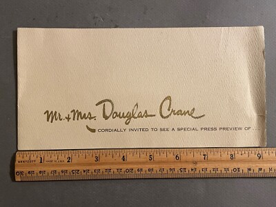 VTG MR. & MRS. DOUGLAS CRANE PRESS PREVIEW NEVER SAY GOODBYE INVITE ROCK HUDSON