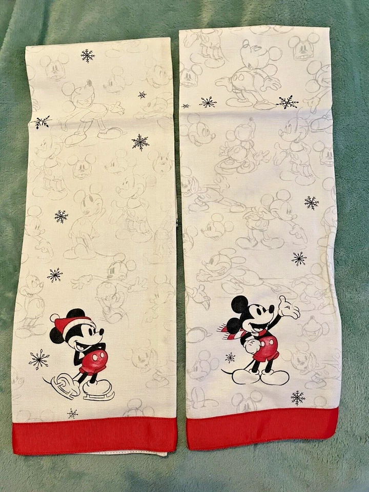 Cerámica Granero Mickey Mouse Navidad Disney Toalla de Mano Cocina Vacaciones Regalo Set 2 Foto 3 de 4