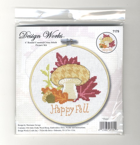 Cross Stitch Kit ~ Design Works Happy Fall w/6" Wood Hoop #DW7179 - Picture 2 of 3