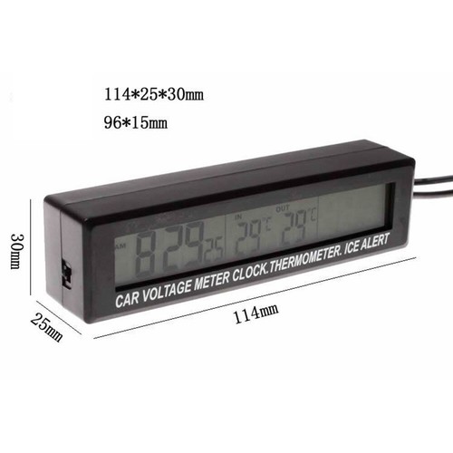 Car Voltage Meter with Thermometer LED Display Clock 3 in 1 Car Accessories - Picture 10 of 17