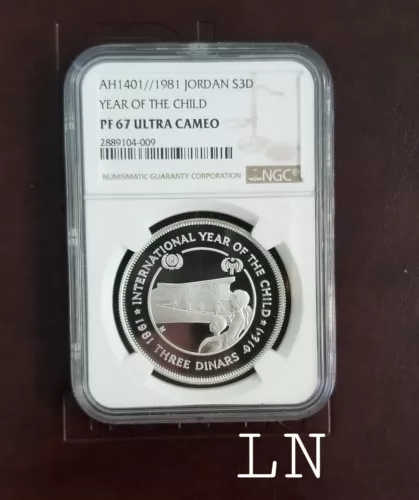 JORDAN. 1981, 3 Dinars, Silver - NGC PF 67 UC - AH 1401, Year of the Child