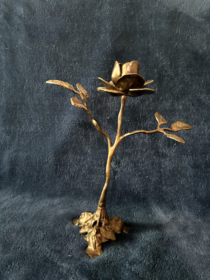 Metal Rose a foot long wonderful condition warm delicate piece for any home