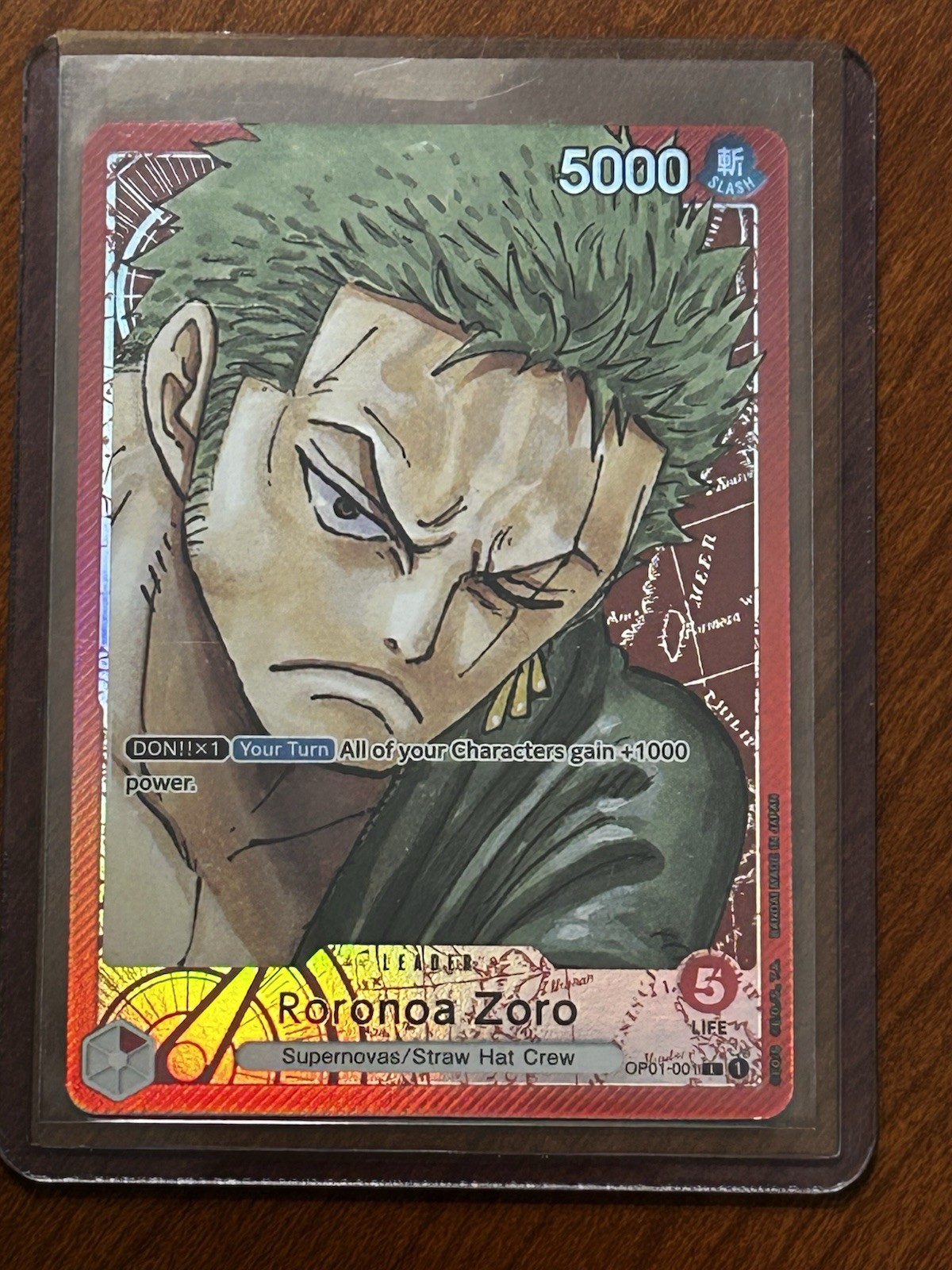 ONE PIECE CARD Roronoa Zoro Alt Art OP01-001 Leader ROMANCE DAWN Fresh Pull 🔥💰