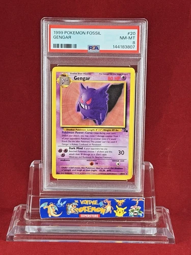 1999 Pokemon Fossil GENGAR #20 Card Freshly Graded PSA 8