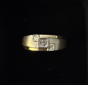 Solid 14K yellow white Gold natural diamond men’s wedding band ring size 11