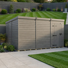 12x9 Pent Composite Shed (Single Door, No Windows) - UK Made Garden Shed