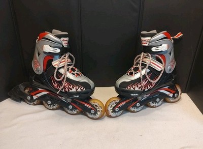 Rollerblade Bladerunner Twist Junior Adjustable Skate Size 1-4 Black Flames Used