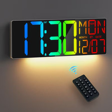 Horloge Murale Numérique, Multicolore avec Télécommande ~ Toute NEUVE en Boîte Retail