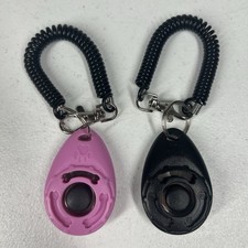 Dog Behavioral Pet Training Clicker Wrist Strap Pets Cats Puppy Pink Black NEW